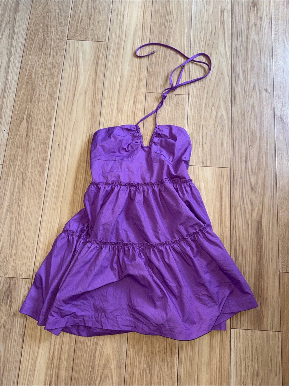 SHEIN Purple Halter Tiered Summer Dress